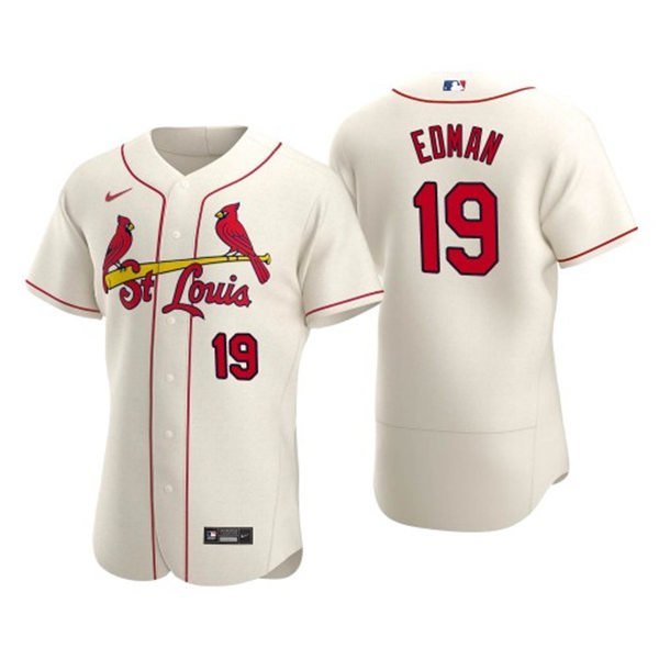 Mens St. Louis Cardinals #19 Tommy Edman Nike Cream Alternate Flex Base Player Jersey 