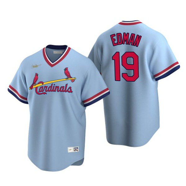 Mens St. Louis Cardinals #19 Tommy Edman Nike Light Blue Pullover Cooperstown Collection Jersey