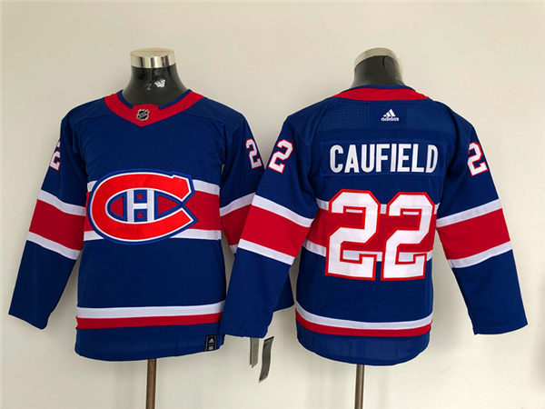 Youth Montreal Canadiens #22 Cole Caufield Adidas 2021 Royal Reverse Retro Special Edition Jersey