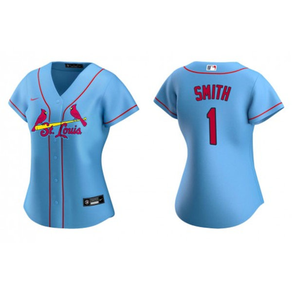 Womens St. Louis Cardinals Retired Player #1 Ozzie Smith Nike Light Blue Alternate Cool Base Jersey