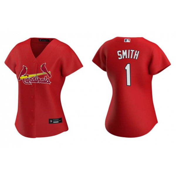 Womens St. Louis Cardinals Retired Player #1 Ozzie Smith Nike Red Alternate Cool Base Jersey 