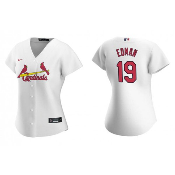 Womens St. Louis Cardinals #19 Tommy Edman Nike White Home Cool Base Jersey
