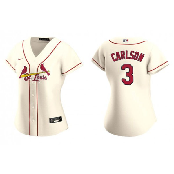 Womens St. Louis Cardinals #3 Dylan Carlson Nike Cream Alternate Cool Base Jersey 