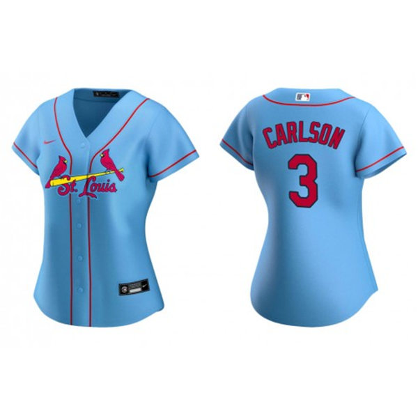 Womens St. Louis Cardinals #3 Dylan Carlson Nike Light Blue Alternate Cool Base Jersey