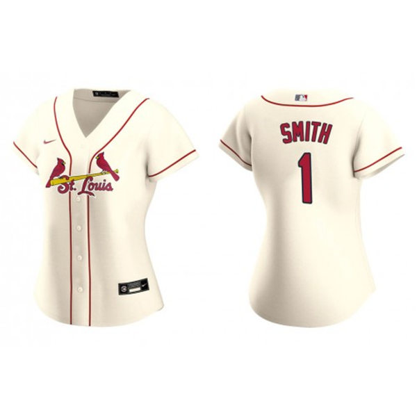 Womens St. Louis Cardinals Retired Player #1 Ozzie Smith Nike Cream Alternate Cool Base Jersey 