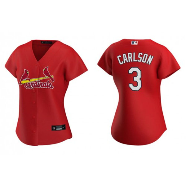 Womens St. Louis Cardinals #3 Dylan Carlson Nike Red Alternate Cool Base Jersey 