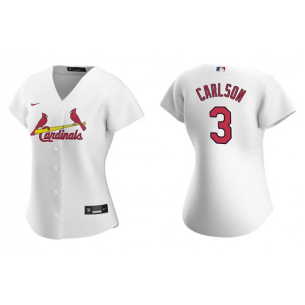 Womens St. Louis Cardinals #3 Dylan Carlson Nike White Home Cool Base Jersey