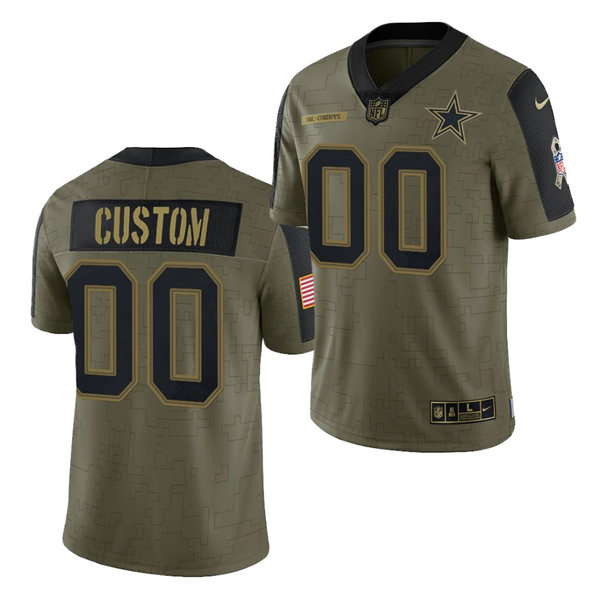 Youth Dallas Cowboys Custom Nike Olive 2021 Salute To Service Limited Jersey