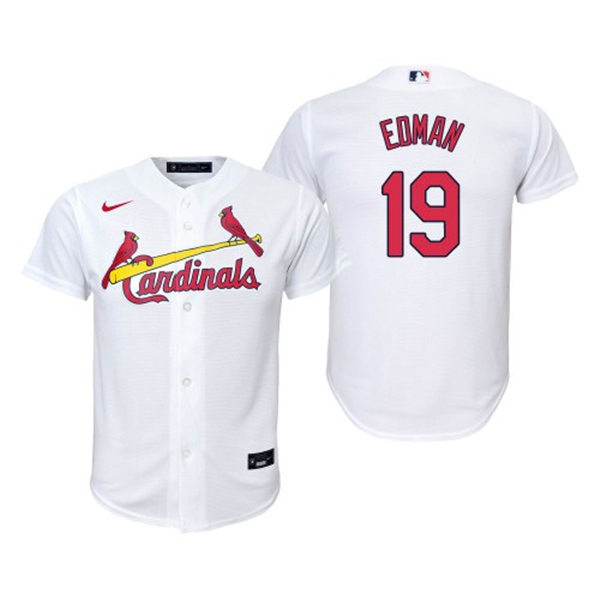Youth St. Louis Cardinals #19 Tommy Edman Nike White Home Cool Base Jersey