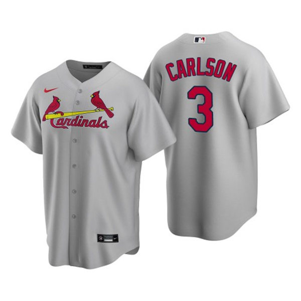 Youth St. Louis Cardinals #3 Dylan Carlson Nike Grey Road Cool Base Jersey