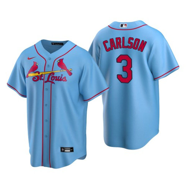 Youth St. Louis Cardinals #3 Dylan Carlson Nike Light Blue Alternate Cool Base Jersey