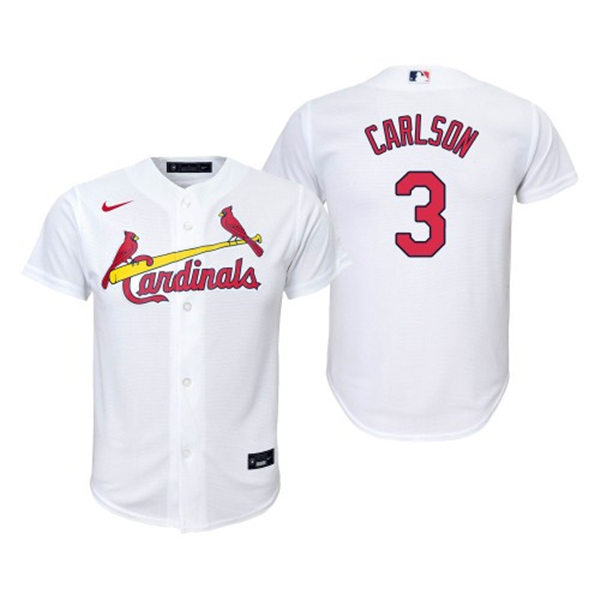 Youth St. Louis Cardinals #3 Dylan Carlson Nike White Home Cool Base Jersey