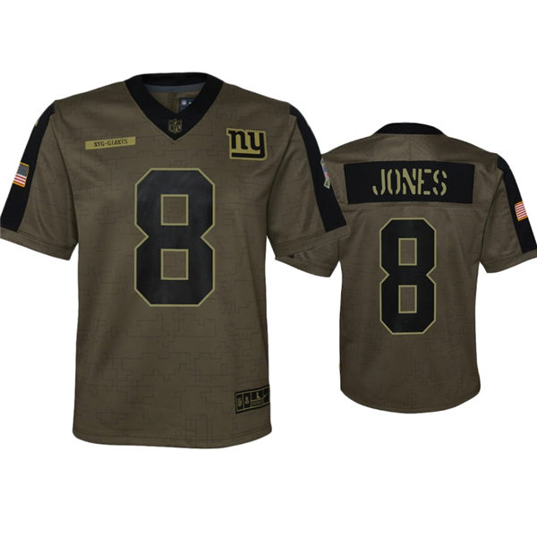 Youth New York Giants #8 Daniel Jones Nike Olive 2021 Salute To Service Limited Jersey