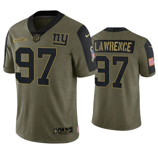 Mens New York Giants #97 Dexter Lawrence Nike Olive 2021 Salute to Service Limited Jersey