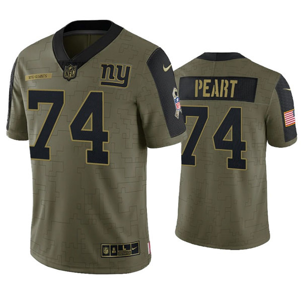 Mens New York Giants #74 Matt Peart Nike Olive 2021 Salute to Service Limited Jersey