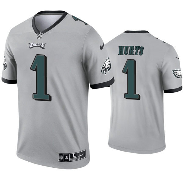 Youth Philadelphia Eagles #1 Jalen Hurts Nike Silver Inverted Legend Jersey