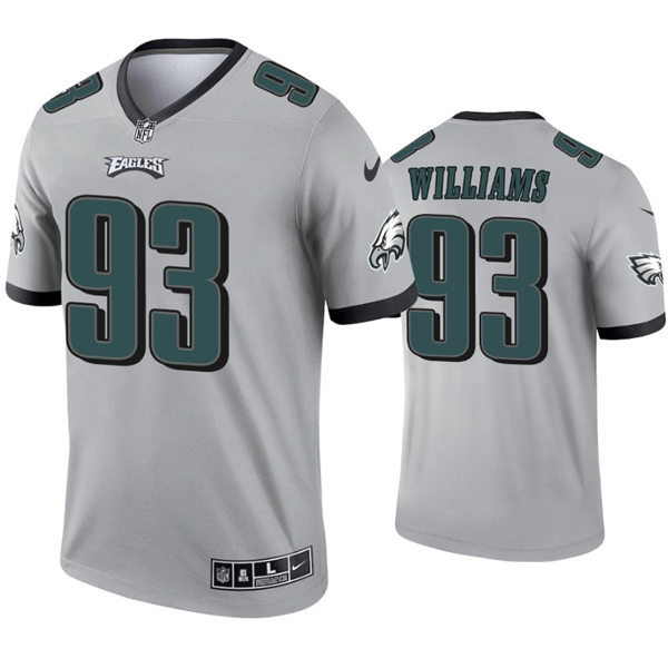 Mens Philadelphia Eagles #93 Milton Williams Nike Silver Inverted Legend Jersey