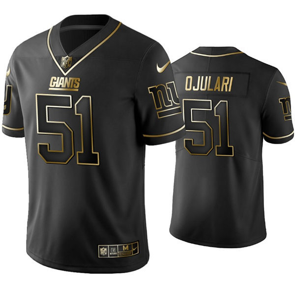 Mens New York Giants #51 Azeez Ojulari Nike Black Golden Edition Vapor Limited Jersey