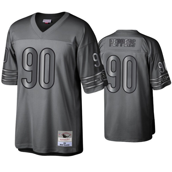 Mens Chicago Bears #90 Julius Peppers Mitchell&Ness Throwback Charcoal Metal Legacy Jersey