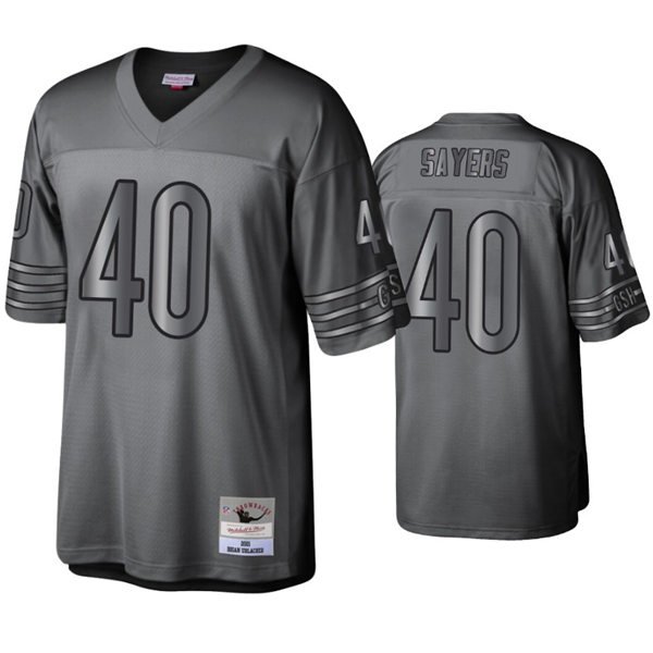 Mens Chicago Bears #40 Gale Sayers Mitchell&Ness Throwback Charcoal Metal Legacy Jersey