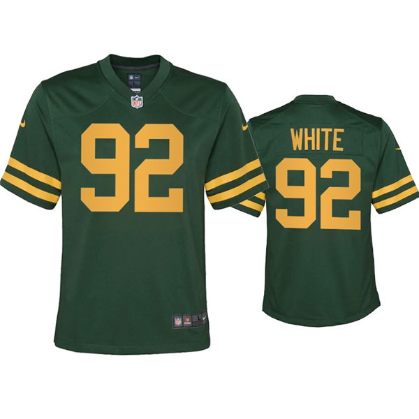 Youth Green Bay Packers #92 Reggie White Nike 2021 Green Alternate Retro 1950s Throwback Jersey