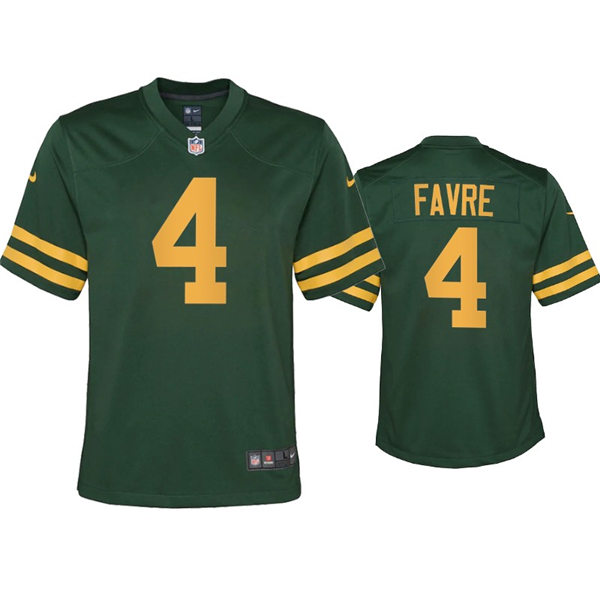 Youth Green Bay Packers #4 Brett Favre Nike 2021 Green Alternate Retro 1950s Throwback Jersey