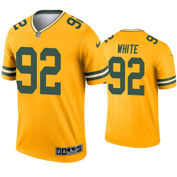 Mens Green Bay Packers Retired Player #92 Reggie White Nike Gold Inverted Legend Jersey