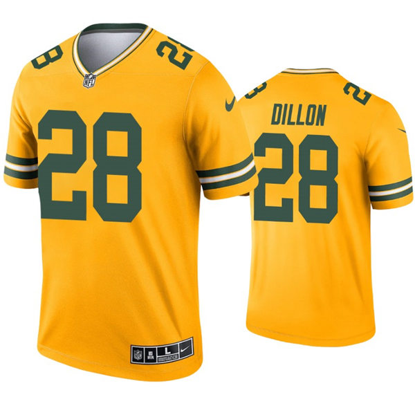 Mens Green Bay Packers #28 A. J. Dillon Nike Gold Inverted Legend Jersey