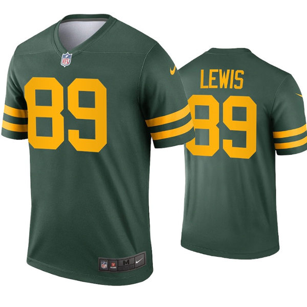 Mens Green Bay Packers #89 Marcedes Lewis Nike 2021 Green Alternate Retro 1950s Throwback Uniforms Jersey