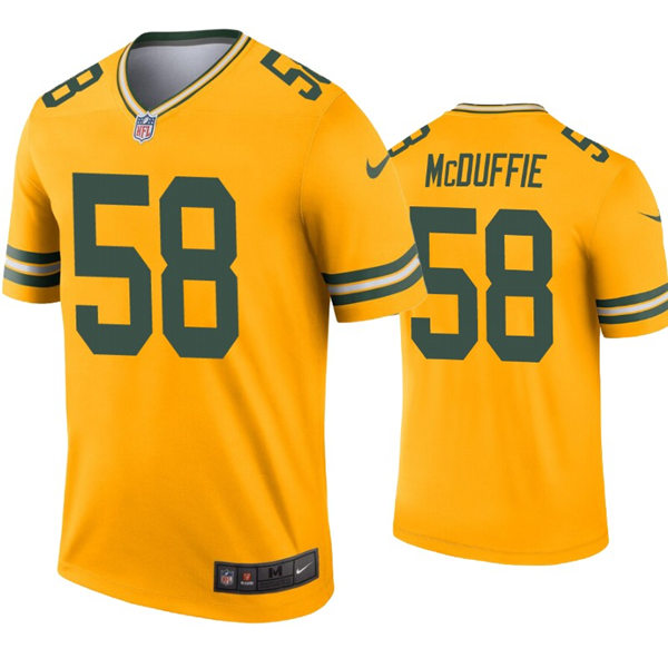Mens Green Bay Packers #58 Isaiah McDuffie Nike Gold Inverted Limited Jersey