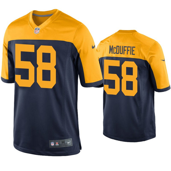 Mens Green Bay Packers #58 Isaiah McDuffie Nike Navy Gold Throwback Limited Jersey