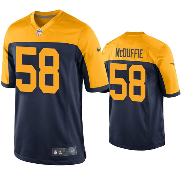 Mens Green Bay Packers #58 Isaiah McDuffie Nike Navy Gold Throwback Limited Jersey