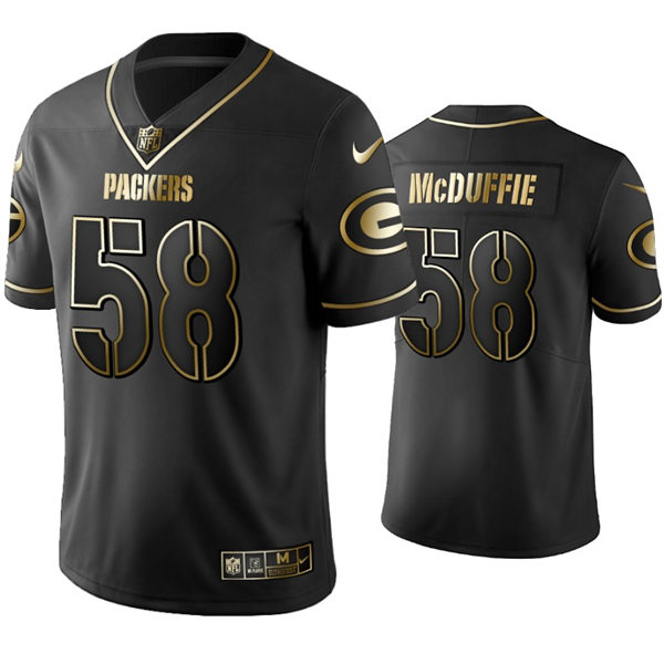Mens Green Bay Packers #58 Isaiah McDuffie Nike Black Golden Edition Vapor Limited Jersey