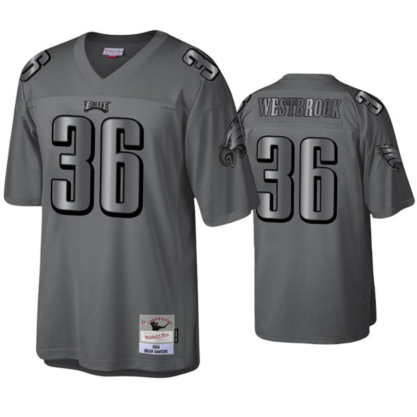 Mens Philadelphia Eagles #36 Brian Westbrook Mitchell&Ness Throwback Charcoal Metal Legacy Jersey