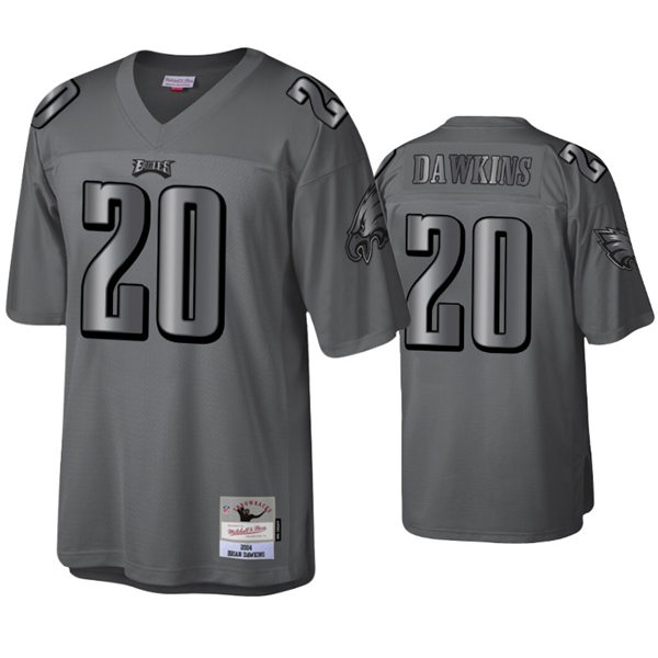 Mens Philadelphia Eagles #20 Brian Dawkins Mitchell&Ness Throwback Charcoal Metal Legacy Jersey