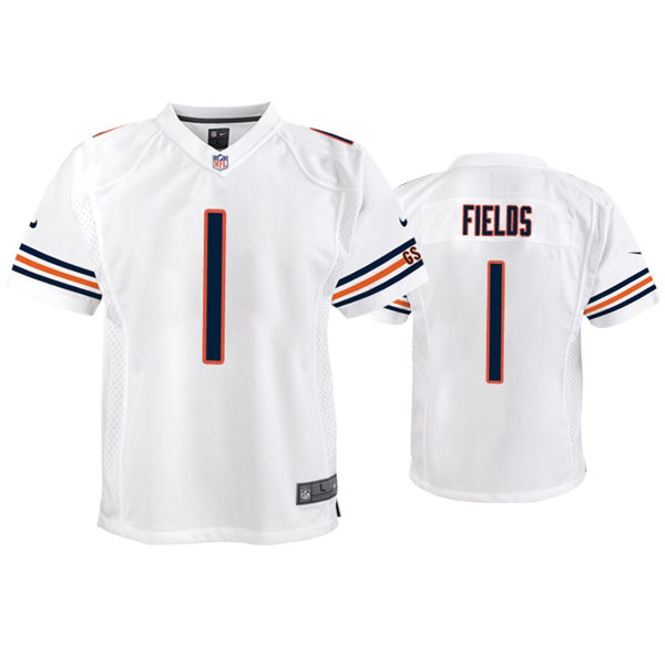 Youth Chicago Bears #1 Justin Fields Nike White Limited Jersey