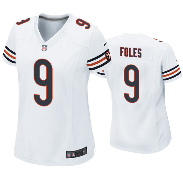 Womens Chicago Bears #9 Nick Foles Nike White Limited Jersey