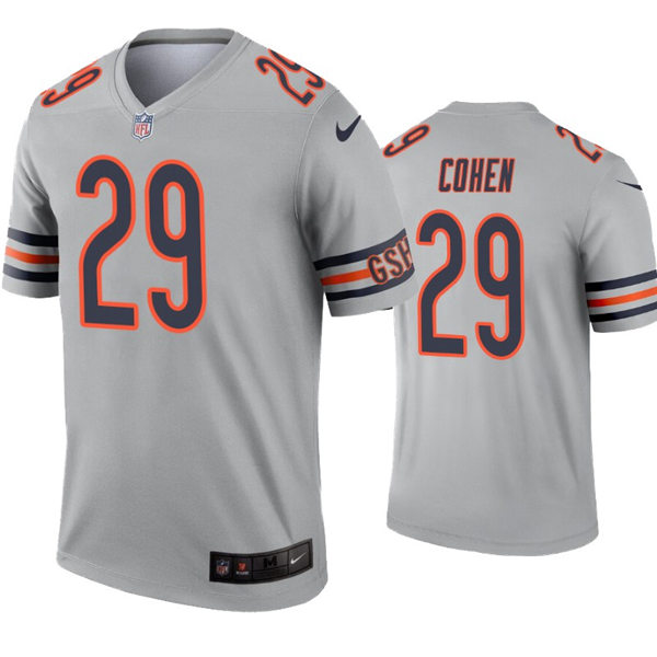 Mens Chicago Bears #29 Tarik Cohen Nike Silver Inverted Legend Jersey
