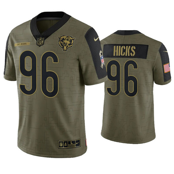 Mens Chicago Bears #96 Akiem Hicks Nike Olive 2021 Salute To Service Limited Jersey