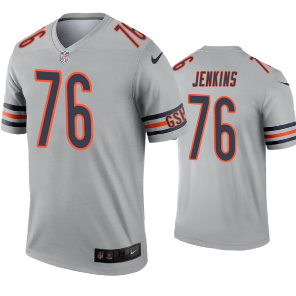 Mens Chicago Bears #76 Teven Jenkins Nike Silver Inverted Legend Jersey