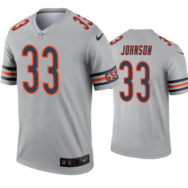 Mens Chicago Bears #33 Jaylon Johnson Nike Silver Inverted Legend Jersey