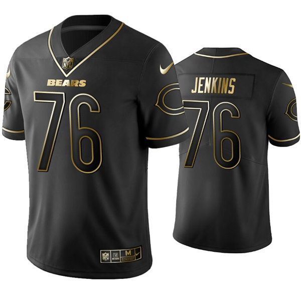 Mens Chicago Bears #76 Teven Jenkins Nike Black Golden Edition Vapor Limited Jersey 
