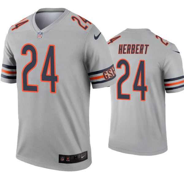 Mens Chicago Bears #24 Khalil Herbert  Nike Silver Inverted Legend Jersey