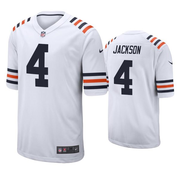 Mens Chicago Bears #4 Eddie Jackson Nike White Alternate 100th Season Classic Jersey