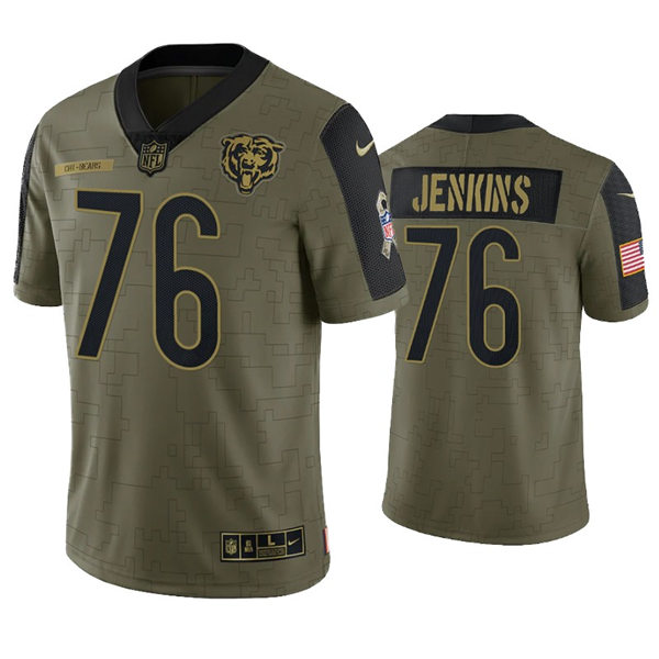 Mens Chicago Bears #76 Teven Jenkins Nike Olive 2021 Salute To Service Limited Jersey