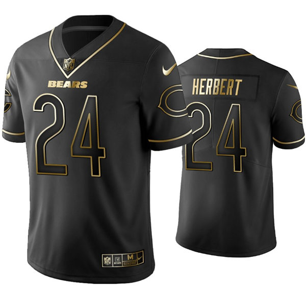 Mens Chicago Bears #24 Khalil Herbert Nike Black Golden Edition Vapor Limited Jersey