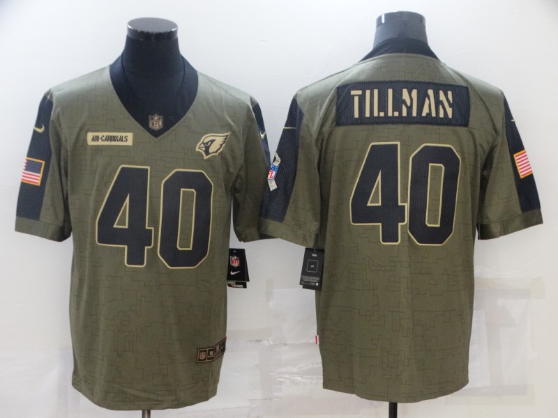 Mens Arizona Cardinals Retired Player #40 Pat Tillman Stitched Nike Olive 2021 Salute To Service Limited Player Jersey