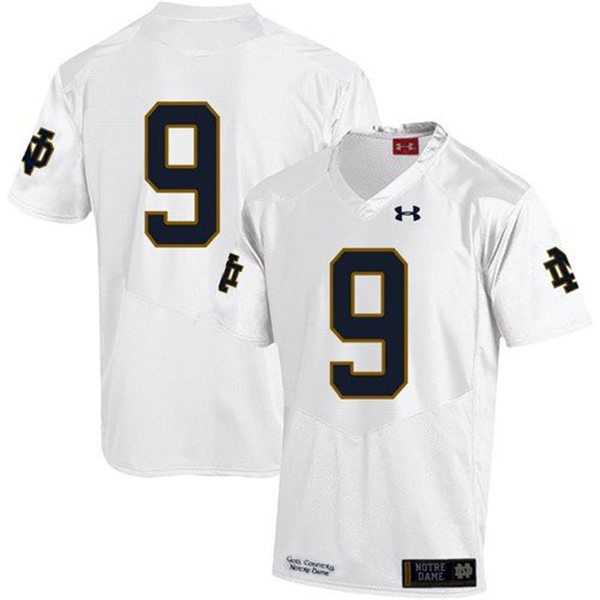 Mens Notre Dame Fighting Irish #9 Jaylon Smith Under Armour White Without Name College Football Game Jersey