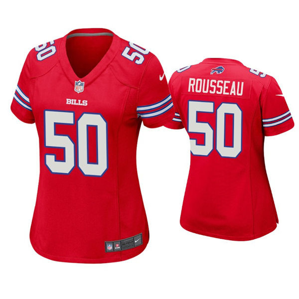 Womens Buffalo Bills #50 Gregory Rousseau Nike Red Color Rush Jersey