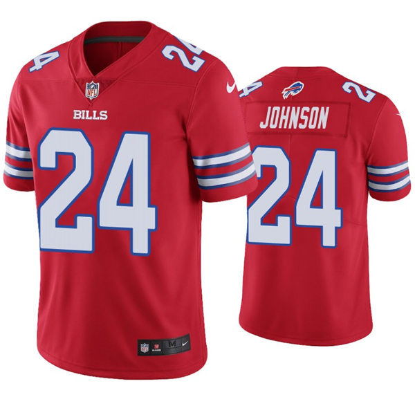 Mens Buffalo Bills #24 Taron Johnson Nike Red Color Rush Vapor Limited Player Jersey